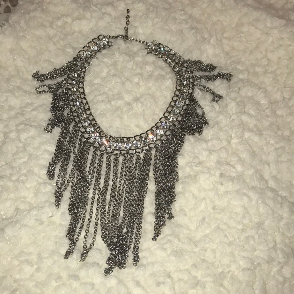 Statement Bib Silver Necklace - image 6